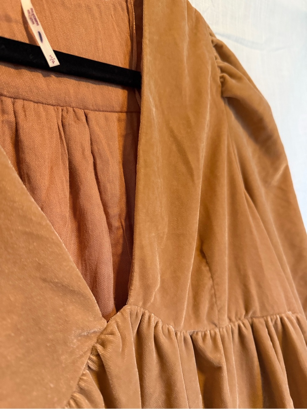 Free People Estella Copper Blush Velvet Mini Dress Ruffle Size S Romantic - Picture 5 of 13